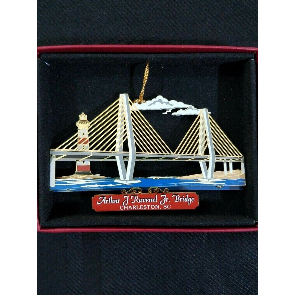 Charleston SC Ravenel Bridge Morris Lighthouse Ornament Brass Nations Tr…